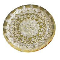 Offre Spéciale 33cm Plaques de chargeur en plastique réutilisables Plaques de fond de galvanoplastie de luxe Grille dorée Conception de fleurs Emballage de fêtes à la maison