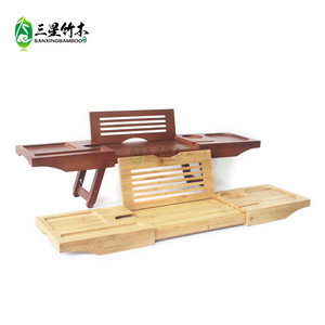 Soporte telescópico de bambú para bañera con patas, soporte multifuncional para spa de baño, estante para bañera, fábrica de bambú y madera. - Product Image 1