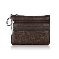 Dompet Wanita Kulit Asli Desainer 3 Kantong Resleting Tempat Penyimpanan Gantungan Kunci Dompet Pendek Produk Grosir Tas Mini Desain Sederhana