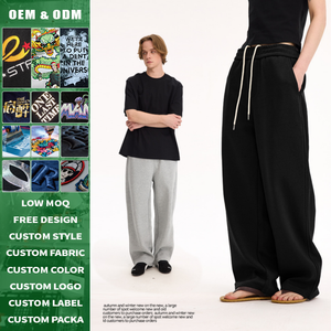 Pantalones Deportivos Cómodos de Tela con Capa de Aire, Cintura Alta, Pierna Ancha, Corte Holgado, Estilo Casual, para Hombre y Mujer, Servicio OEM - Product Image 1