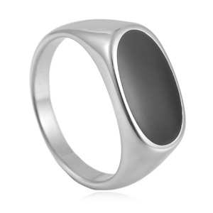 Men's <b>Titanium</b> Steel <b>Ring</b> Black Epoxy Resin Oval Bezel Setting Size 24 Fashion Jewelry - Product Image 5