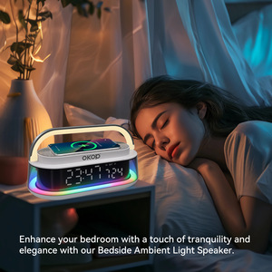 OKOP575 Reloj <span class=keywords><strong>Despertador</strong></span> con Carga Inalámbrica de 15W, Luz Ambiental RGB, Ruido Blanco, Altavoz para Hogar/Oficina, OEM - Product Image 2