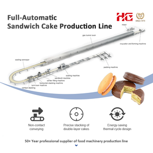 Linea di produzione completamente automatica 2026 per torte sandwich al cioccolato e crema, Jaffa Cake, impastatrice, friggitrice e forno per snack - Fabbrica di snack - Product Image 6