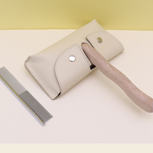 Cross-border PU leather <b>pet</b> comb case, beauty comb, cleaning <b>brush</b> storage bag, PU leather straight comb protective cover - Product Image 1