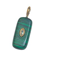 Pendentif en pierre naturelle incrusté de zircon, artisanal, en tungstène plaqué or 18 carats, création originale inspirée des tendances Instagram