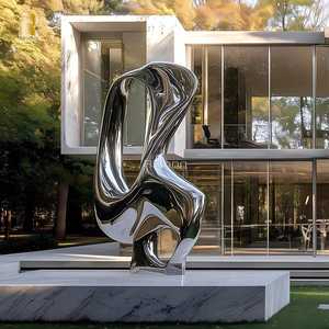 RELONG Custom Polished Modern Stainless Steel <strong>Abstract</strong> <strong>Sculpture</strong> for Outdoor Hotel Lobby Entrance Decoration - Product Image 4