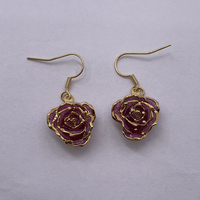 Boucles d'oreilles pendantes créatives en forme de rose plaquées or clair, bijoux artisanaux en métal pour cadeau