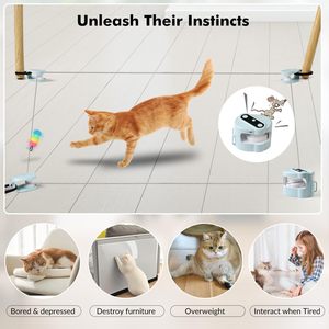 ZMaker Kedi Koşu Oyuncağı, İç Mekan Elektrikli Akıllı Düğümlü Kedi Oyuncağı, Kuş Sesi Simüle Edilmiş Avlanma Kedi Oyuncağı - Product Image 2