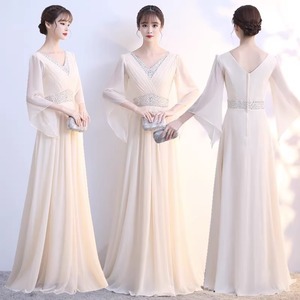 Women's Long V-Neck A-Line Evening Gown Natural Waist Polyester Performance Dress Stage Costume 1 - Product Image 2