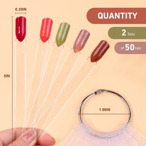 แท่งตัวอย่างสีเล็บรูปพัด 100 ชิ้น พร้อมสติกเกอร์ตัวเลข แท่งตัวอย่างเล็บปลอมสำหรับทำเล็บเจล ใช้สำหรับโชว์ผลงานและฝึกฝนในร้านเสริมสวย - Product Image 2
