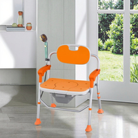 Rutsch fester Bad hocker mit doppeltem Verwendung zweck Commode Elderly Assist Badezimmer Tragbarer Dusch stuhl mit Griffen für alte