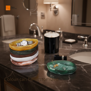 Plato <span class=keywords><strong>de</strong></span> Resina Brillante <span class=keywords><strong>de</strong></span> Lujo Moderno Hecho a Mano con Colores Jade, Bandeja Decorativa para el Hogar, Almacenamiento y Exhibición <span class=keywords><strong>de</strong></span> Joyas y Perfumes - Product Image 4