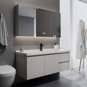 Miroir intelligent mural pour salle de bain avec vasque, meuble en contreplaqué étanche pour salle de bain de villa moderne, écologique et durable - Product Image 6