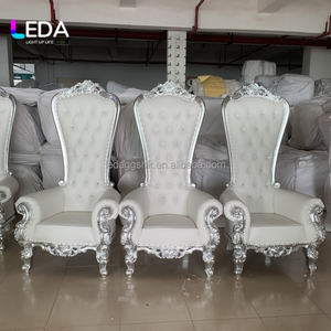 Chaises de mariage LEDA, décoration de scène de mariage, trônes argentés à dossier haut pour le roi et la reine, chaise de mariage royale de luxe pour le marié et la mariée - Product Image 1