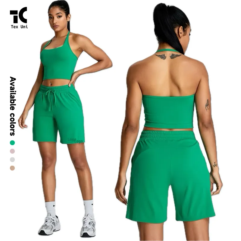 2024 nuova primavera estate pantaloncini da Yoga larghi Casual da donna con coulisse pantaloni sportivi corti con scollo all'americana tuta da ginnastica