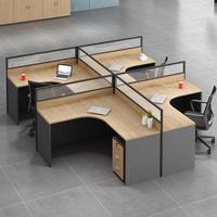Ensemble de bureaux et chaises modulaires modernes en bois pour 2, 4 ou 6 personnes, poste de travail de bureau avec cloison, structure en alliage d'aluminium épais