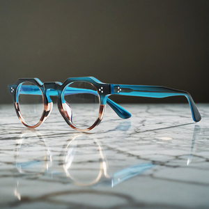 Trung Quốc thâm quyến nhà máy bán sỉ retro màu xanh ghép Vòng khung Chất lượng cao Acetate quang gọng kính - Product Image 1