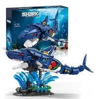 DK 7081 2026 Nuevo Tiburón con Soporte de Exhibición, Animal Marino con Función de Enlace, Regalo para Adultos y Niños, 1096 Piezas, Juego de Bloques de Construcción