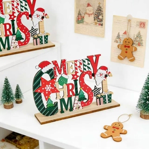 Decorazioni <span class=keywords><strong>Natalizie</strong></span> <span class=keywords><strong>in</strong></span> <span class=keywords><strong>Legno</strong></span> con Scritta 'Merry Christmas' Dipinte a Mano, Direttamente dalla Fabbrica, Ecologiche e Durevoli - Product Image 4