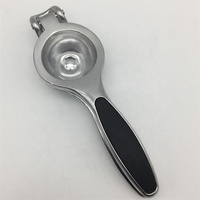 MOQ 500pcs Silver Glossy TPR Handle Manual Aluminium Alloy Lemon Lime Orange Citrus Squeezer Presser Juicer With Customized Logo