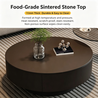 Table basse et meuble TV combinés avec plateau en dalle de roche et structure métallique, mobilier de salon moderne avec rangement multifonctionnel