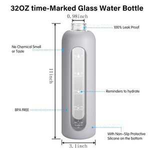 <span class=keywords><strong>Vaso</strong></span> Minimalista de Alta Calidad de 32 oz, Recipiente de Vidrio, Botella de Agua de Vidrio Ecológica con <span class=keywords><strong>Tapa</strong></span> y Funda de Silicona - Product Image 4