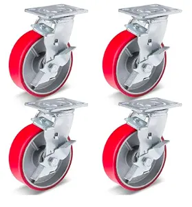 6*2英寸工业聚氨酯脚轮超重型无噪音聚氨酯车轮工作台脚轮工具箱工作台脚轮