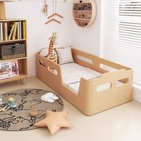 Cama Montessori baja para niños, de madera de haya, multifuncional, con barandilla, tipo plataforma, para niños y niñas, para el hogar.