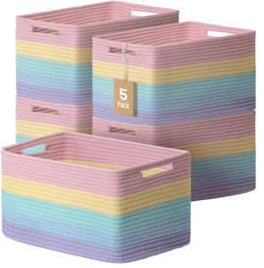 Cherry Decoration Cotton Rope Woven Storage Basket for Organizing Kids Toys Books Sundries <b>Laundry</b> Jewelry Bathroom Storage - Product Image 1