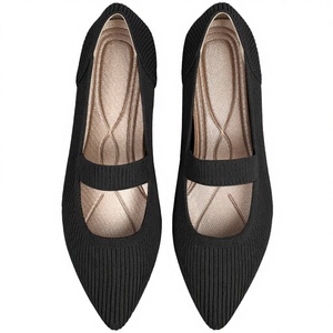 Zapatos Mary Jane de Punta Cuadrada y Boca Poco Profunda, Transpirables, Elegantes, de Punto, Sólidos, con Suela Plana y Suave, Casuales, con Cinturón, para Primavera/Verano - Product Image 2