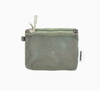 Dompet Koin Mini Polyester Pendek Anti Maling Tahan Air dengan Ritsleting Jaring Sarang Lebah Lapis Ganda Logo Kustom Promosi