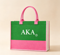 Sac fourre-tout en toile rose et vert grande capacité pour usage quotidien, inspiré des tons Alpha de la sororité 1908