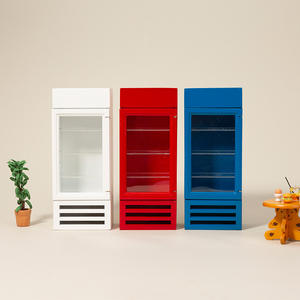 1:12 DIY modelo en miniatura de madera Pantalla de bebidas refrigerador Vertical casa de juegos muebles para casa de muñecas - Product Image 1