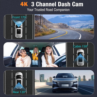 Caméra embarquée 3 canaux CPT avec écran IPS 2 pouces, capteur G, enregistrement 4K, caméras avant/arrière avec caméra de recul FHD 1080P