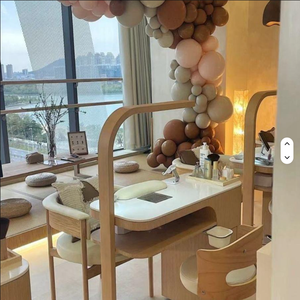 Modern Japanese Nail Art <b>Table</b> with Solid Wood Frame and <b>Marble</b> <b>Top</b> for Salon or Living Room Use Includes Nail Supplies - Product Image 4