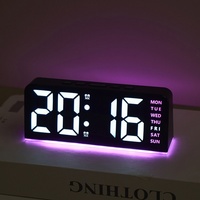Horloge de bureau numérique LED innovante transfrontalière à grands caractères avec alarme, lumière d'ambiance, affichage de la date, calendrier perpétuel et design moderne