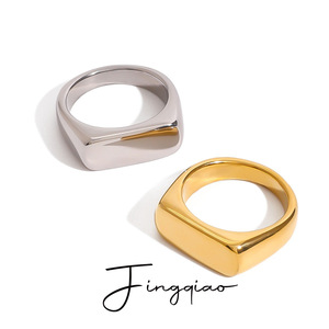 Yueli Geometric <b>Ring</b> 18K Gold Stainless Steel Unisex Fashion Jewelry Gift - Product Image 1
