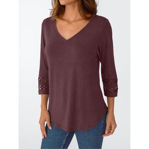 2025 FOXA femmes hauts reine 3/4 longueur manches col en V dentelle tunique habillée décontracté affaires tenues dames mode chandails - Product Image 5