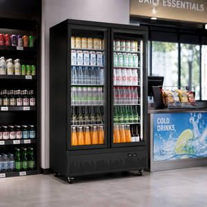 Vitrine réfrigérée commerciale 930L, refroidisseur de boissons à montage supérieur, réfrigérateur vertical à double porte vitrée pour supermarché **2-10 - Product Image 2