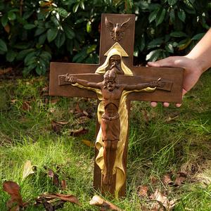 Padre, Hijo, Espíritu Santo, Cruz |   Escultura de Madera de Haya Grabada para Mesa |   Decoración Cristiana para el Hogar para Navidad - Product Image 5