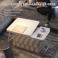 Table de lit portable et plateau de petit-déjeuner réglable avec 5 angles d'inclinaison, support pliable en métal pour ordinateur portable et bureau portable pour utilisation en extérieur