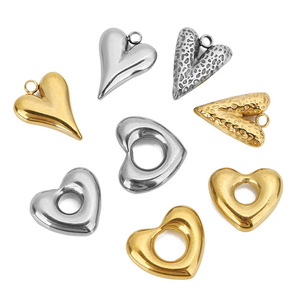 Colgante Clásico Corazón Anti-Decoloración, Chapado en Oro, de Latón y Plata, para Cadenas Personalizadas, Joyería DIY, Historia de Amor Infantil - Product Image 5