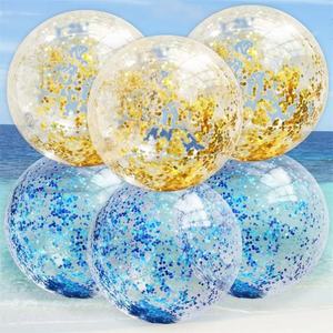 Colorful Transparent <b>Inflatable</b> PVC Beach Ball Glitter Beach Ball Confetti Ball for Summer Beach Pool and Party - Product Image 4