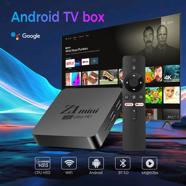 Android Version TV BOX GYS 2026 Z1 Mini H313 2+16 Dual Wif+BT Voice Remote RJ45 Interface 10M/100M Adaptive
