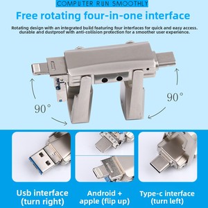 Unidad flash USB de metal Cuatro en Uno transfronteriza adecuada para Android, Apple, computadoras tipo C y teléfonos móviles USB Fla de cuatro usos - Product Image 4