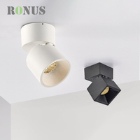 Projecteur LED d'hôtel rond blanc à intensité variable 10W, lumière de montage en Surface 9W COB Downlight