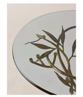 Table basse moderne et minimaliste au design rond, table basse extérieure en forme de brindille avec plateau en verre trempé