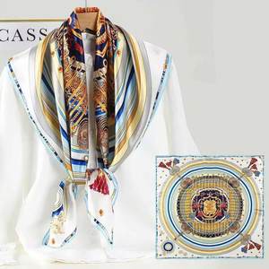 ผ้าพันคอไหมสั่งทำพิเศษ ผ้าพันคอไหมสี่เหลี่ยมจัตุรัสขนาด 90x90 ซม. ลายพิมพ์ดอกไม้ น้ำหนักเบา โปร่งสบาย เหมาะสำหรับเป็นของขวัญ - Product Image 4