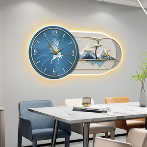 Hiện đại trang trí nội thất đồng hồ sang trọng pha lê sứ bức Tranh phong cảnh LED Tường nghệ thuật đồng hồ treo tường - Product Image 2