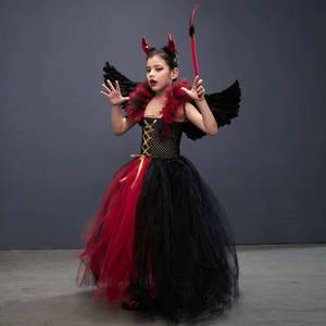 Costume de démon vampire pour enfants, robe de fille pour fête, carnaval, Halloween, avec bandeau et ailes, vente flash MS - Product Image 3